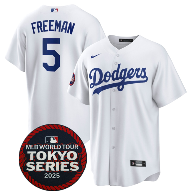 Men's White Los Angeles Dodgers #5 Freddie Freeman 2025 World Tour: Tokyo Series Home Stitched Baseball Jersey
